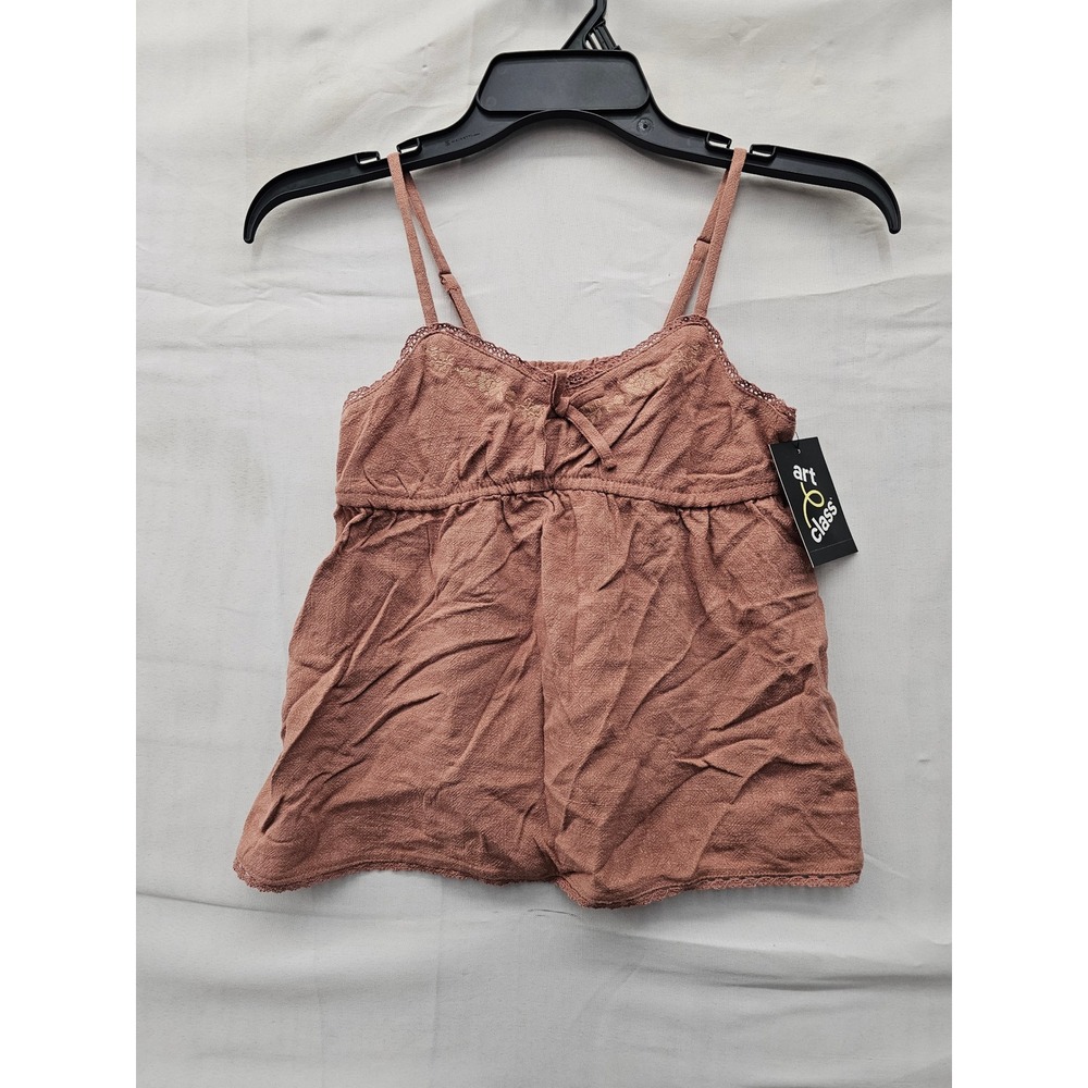 Art Class Girls Babydoll Camisole Top Brown Linen Blend Casual Size Large 10/12